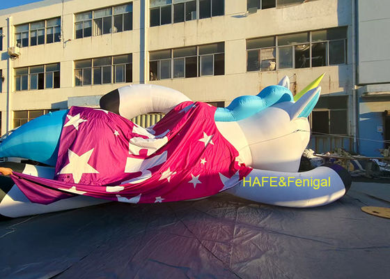Custom 5m Long Fabric Material Inflatable Unicorn For Amusement Parks Or Outdoor Lawns